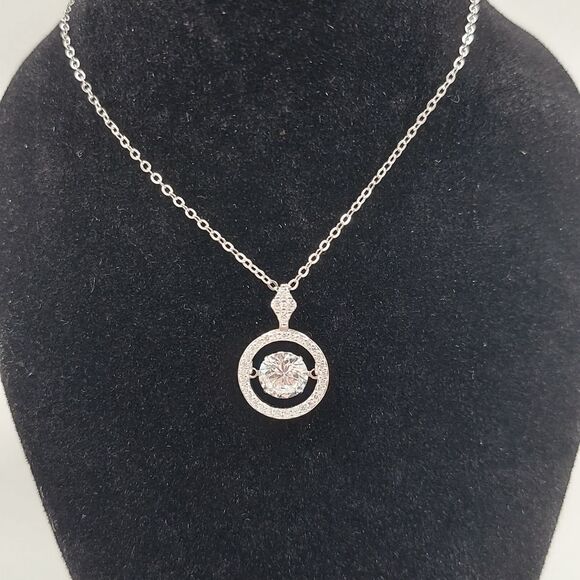 S925 Sterling Silver Sparkling Cubic Zirconia Necklace - Picture 8 of 9